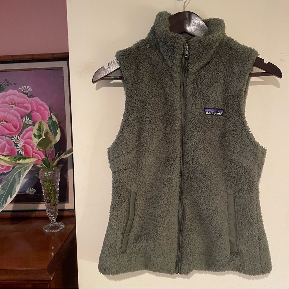 Patagonia Los Gatos Fleece Sherpa Vest Olive Green Small
